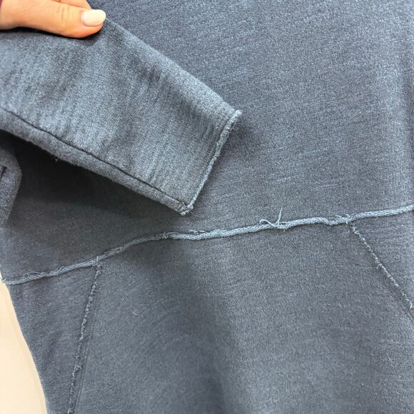 Cut Loose Blue Sweater Dress Tunic Sweatshirt 100% Cotton Pockets Lagenlook M - Picture 5 of 6